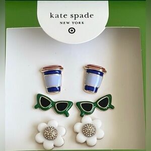 PICK (1) KATE SPADE NEW YORK STUD EARRINGS DAISY,CUP,FRIES,SUNGLASSES,STRAWBERRY